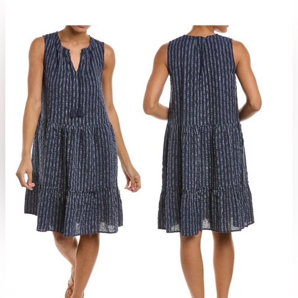 J.McLaughlin Christa dress in a blue & white vertical stripe XS